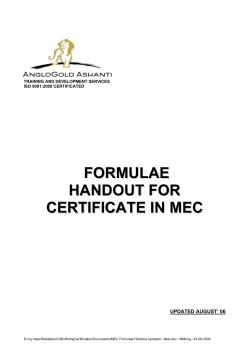 formulae handout for certificate in mec