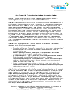 CDA Renewal 1: Professionalism-Beliefs