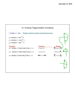 4.7 Inverse Trigonometric Functions