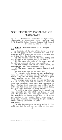 Soil fertility problems in Taranaki