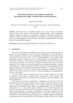 Theoretical definitions and models of sustainable development that