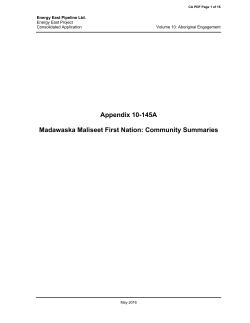 Appendix 10-145A Madawaska Maliseet First Nation: Community
