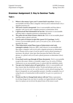 Grammar Assignment 2: Key to Seminar Tasks
