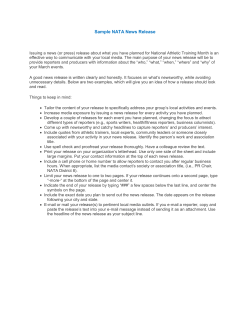 Sample NATA News Release - National Athletic Trainers` Association