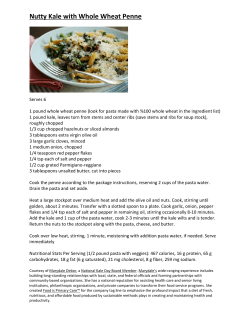 Nutty Kale with Whole Wheat Penne