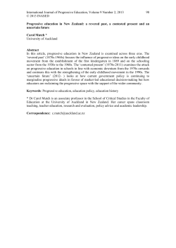 Progressive education in New Zealand: a revered past, a contested