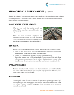 MANAGING CULTURE CHANGES | Tip Sheet