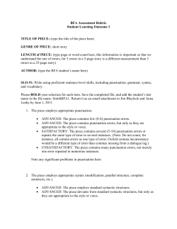 BFA Assessment Rubric Student Learning Outcome 1 TITLE OF PIECE