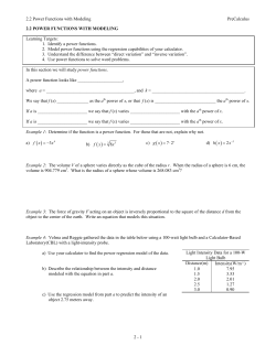 2.2 Power Functions with Modeling PreCalculus 2