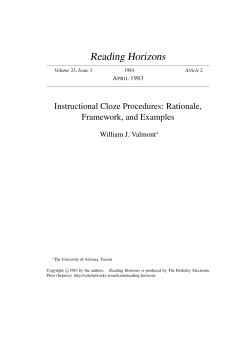 Instructional Cloze Procedures: Rationale, Framework, and Examples