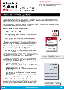 Mid-Point Review Stage: Update PDR e