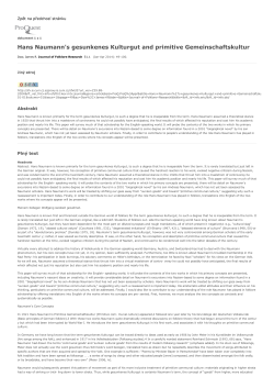 Hans Naumann`s gesunkenes Kulturgut and primitive