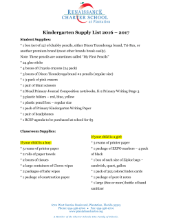 Kindergarten Supply List 2016 &ndash; 2017