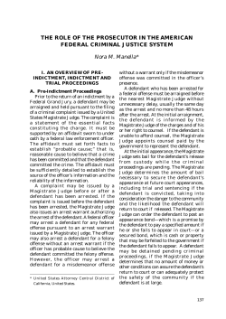 The Role of the Prosecutor in the American Federal Criminal Justice