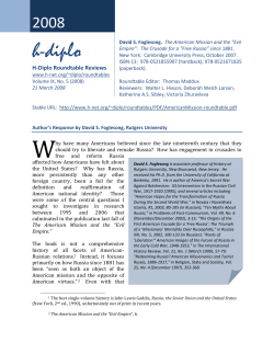 H-Diplo Roundtable on David Foglesong, _The American