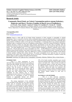 Research Article Community Based Study on Calorie Consumption