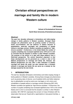 Christian ethical perspectives on marriage and family life in modern