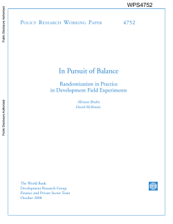 In Pursuit of Balance - World bank documents