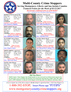 May 12, 2017 - Montgomery County Crime Stoppers