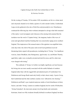 1 Captain Swing in the North: the Carlisle Riots of 1830. By Katrina