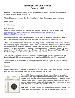 Manhattan Coin Club Minutes August 9, 2016