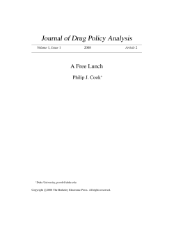 Philip Cook, A Free Lunch, Journal of Drug Policy
