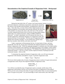 Empirical Formula of Magnesium Oxide - Background