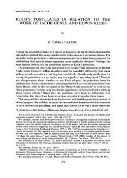 koch`s postulates in relation to the work of jacob