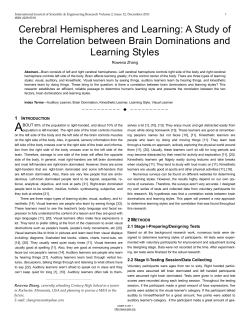 Cerebral Hemispheres and Learning