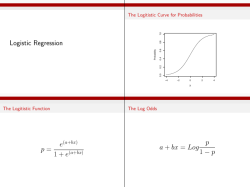 Logistic Regression p = 1 + e(a+bx) a + bx = Log p 1 &minus; p
