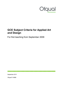 GCE Subject Criteria for Applied Art and Design