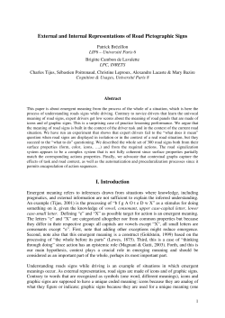 External and Internal Representations of Road Pictographic Signs I