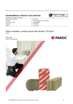 Paroc Insulation, product group with density <70 kg/m&sup3;