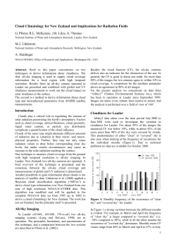Cloud climatology for NZ and implications for radiation fields