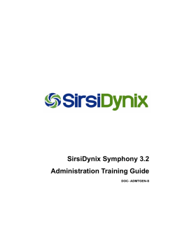 Administration Training Guide (SirsiDynix Symphony 3.2)