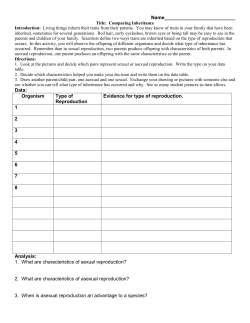 Organism Type of Reproduction Evidence for type of reproduction. 1