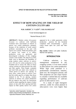 EFFECT OF ROW SPACING ON THE YIELD OF COTTON CULTIVARS