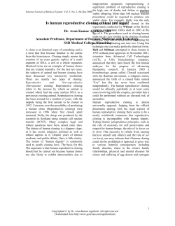 Is human reproductive cloning ethical and legal?