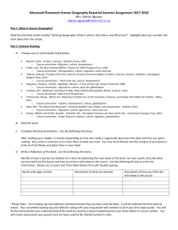 AP Human Geography Summer Assignment 2017