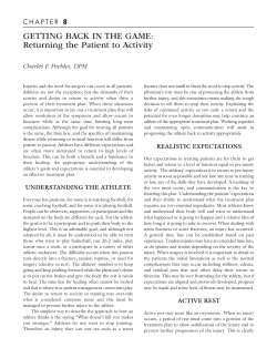 GETTING BACK IN THE GAME: Returning the Patient to Activity