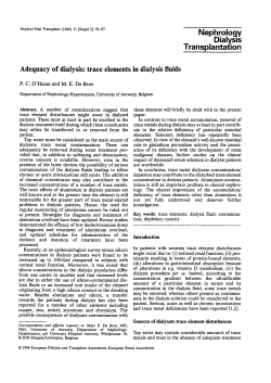 Adequacy of dialysis: trace elements in dialysis fluids