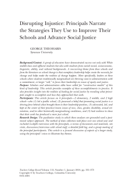 Disrupting Injustice: Principals Narrate the Strategies They Use to
