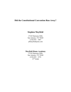 Did the Constitutional Convention Run Away? Stephen Mayfield