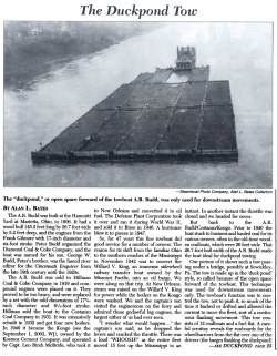 "duckpond," or open space forward of the towboat AR Budd, was