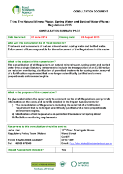 The Natural Mineral Water, Spring Water and Bottled Water (Wales