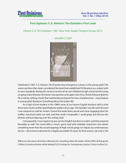 First Opinion: SE Hinton&acirc;&bull;Žs The Outsiders: First - Purdue e-Pubs