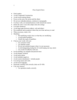 1 Plain English Rules &bull; Omit surplus &bull; Avoid Compound