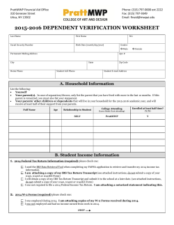 Dependent Verification Worksheet 2015 2016