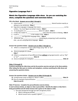 Figurative Language Part 1 Watch the Figurative Language slide