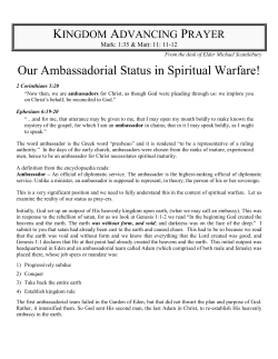 Our Ambassadorial Status in Spiritual Warfare!